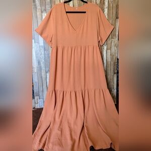 Orange Babydoll Maxi Dress
